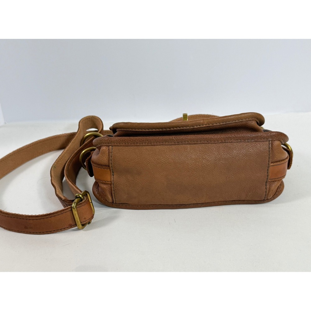 Fossil Brown Leather Long Live Vintage Crossbody Turnlock Messenger Small Bag - Picture 7 of 10